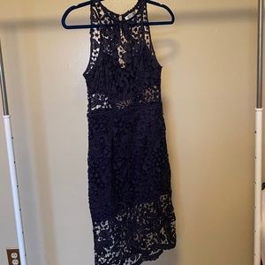 Navy Midi Dress with Cutouts